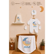 Pia Baby Isimli Erkek Bebek Hastane Çıkışı Battaniye Tulum Şapka Eldiven Ham Bez Kıyafet Kesesi Yenidoğan Hediyesi