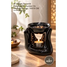 Yenilig 1 Adet El Tasarımı Seramik Buhurdanlık – El Yapımı Seramik Tütsülük, Buhurdan ve Incense Burner, 10X10 cm