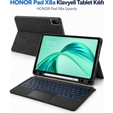 Fuchsia Honor Pad X8A NDL2-L09 Uyumlu Klavyeli Tablet Kılıfı Trackpad 7 Renk Aydınlatmalı Ayrılabilir Klavye