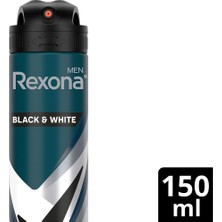 Rexona Men Erkek Sprey Deodorant Invisible Black & White 72 Saat Kesintisiz Koruma 150 ml