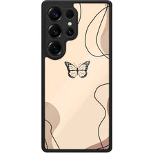 BG AKSESUAR Samsung Galaxy S25 Ultra Uyumlu Bohemkelebek Desenli Kamera Korumalı Darbelere Dayanıklı Kılıf