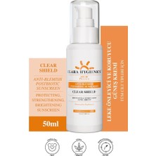 3 Adet Clara Hygienics Clear Shield 50+Spf Postbiyotik Destekli Leke Önleyici ve Koruyucu Güneş Kremi 50 ml