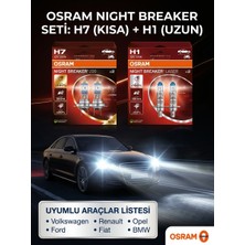 Osram Maksimum Performans Seti: H7 Night Breaker 220 (%220 Fazla Işık - Kısa) + H1 Night Breaker Laser (%150 Fazla Işık - Uzun) Ampul Seti
