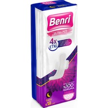 3 Adet Benri Hijyenik Ped Gece Çoklu 18'li