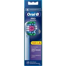 4 Adet Oral-B Şarjlı Diş Fırçası Yedek Başlığı 3D White X-Filament 4 Adet