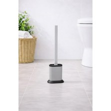Sas Haus Silikon Tuvalet Fırçası Pratik Silikon Wc Klozet Fırçası Oval Gri S-210