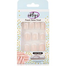 4 Adet Eklips Takma Tırnak French Pembe Oval 24'lü