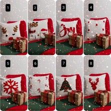 Empressco 4'lü Noel Punch Işlemeli Kırlent Kılıfı, Ekru, Yılbaşı Temalı