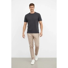 Venera Butik Erkek Bisiklet Yaka Tişört Regular Kalıp Basic Pamuklu Günlük Kullanım T-Shirt - Füme