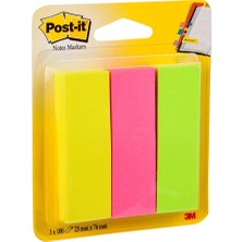 3M Post-it Post-It 671 Yapışkanlı Not Kağıdı 25 mm x 76 mm Sayfa Işareti 3 Renk 100 Yaprak