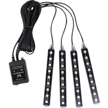Starseven Araç Içi Aydınlatma Kumandalı 12 LED Ayak Altı LED Ambiyans Işığı Sese Duyarlı Kumandalı