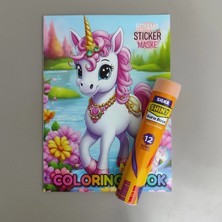 Silka 12 Li Tüp Kuru Boya ve Stickerli 16 Sayfa Boyama Kitabı  ARD1001046