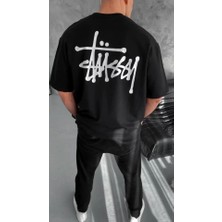 Deluxe Takı ve Giyim Unisex Bisiklet Yaka Baskılı Oversize T-Shirt - Siyah