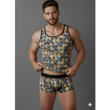Don Moris Cıcıskom Erkek Desenli Tank Top Boxer Takımı