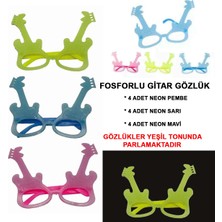 Starseven Fosforlu Gitar Model Glow Parti Gözlüğü Karanlıkta Yanan Gözlükler 12 Adet