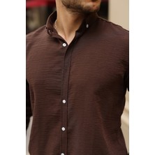 Venera Butik Erkek Uzun Kollu Beyaz Düğmeli Pera Keten Gömlek