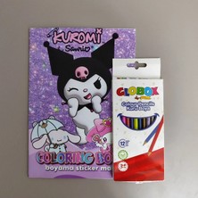 Globox 12 Li Kuruboya ve 16 Sayfa Stickerli Boyama Kitabı ARD10001021