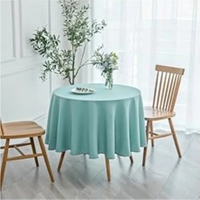 Bella Vista Mint Renk Sıvıya Dayanıklı Yuvarlak Masa Örtüsü, 180 x 180 cm Boyutunda