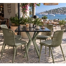 Sofex Mutfak Cafe Balkon Bahçe Restoran Yemek Masası 70X70 ( Yeşil S.mermer Kare )