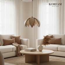 Korfam Home Design Kahverengi & Krem Modern Hazeran Görünümlü Çift Yapraklı Çiçek Şeklinde Bohem Avize