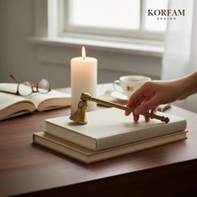 KorFam Dekoratif Pirinç Eskitme Gold Mum Söndürücü