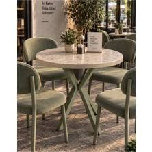 Sofex Mutfak Cafe Balkon Bahçe Restoran Yemek Masası 70X70 ( Kalınlaştırmalı Traverten)