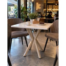 Sofex Mutfak Cafe Balkon Bahçe Restoran Yemek Masası 70X70 ( Cappucino Beyaz Kare )
