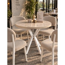 Sofex Mutfak Cafe Balkon Bahçe Restoran Yemek Masası 70X70 Metal Ayak ( Kalınlaştırmalı Travrtn Yuvarlak )