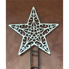Empressco 18 cm 3 mm Krem Ahşap Yıldız Yılbaşı Ağacı Tepe Süsü