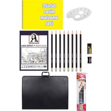 Seyfi Kırtasiye 35X50 Resim Malzemeleri Seti Proje Çantası Dereceli Kalem Seti 35X50 Resim Defteri Fırça Seti Palet Eskiz Defteri A5