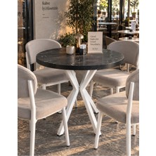 Sofex Mutfak Cafe Balkon Bahçe Restoran Yemek Masası 70X70 Metal Ayak ( Kalınlaştırmalı Carr Yuvarlak )