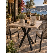 Sofex Mutfak Cafe Balkon Bahçe Restoran Yemek Masası 70X70 ( Siyah Traverten Kare )