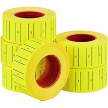  etiketi sarı 800'lü 5 paket 12x21mm fosforlu sarı  etiketi mx-5500 m5500 hg979 motex etiket makinesi yedeği