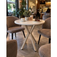 Sofex Mutfak Cafe Balkon Bahçe Restoran Yemek Masası 70X70 ( Cappucino Beyaz Yuvarlak )