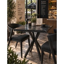 Sofex Mutfak Cafe Balkon Bahçe Restoran Yemek Masası 70X70 Metal Ayak ( Kalınlaştırmalı S Carrara )