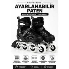 Premini Siyah Alıştırma Pateni, Ayarlanabilir Plastik Işıklı Tekerlekli