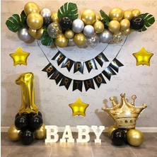 Düvenci Ticaret Çıtıpıtıstore Kral Taçlı 1 Yaş Happy Bırthday Doğum Günü Seti