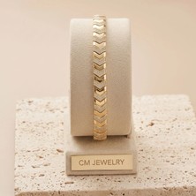 cm Jewelry Vıp Seri 316L Çelik 14K Gold Renk Zirkon Taşlı Çavuş Model Bileklik 19,5 cm