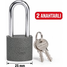 Bay-Tec 25 mm Uzun Kancalı Metal Asma Kilit 2 Anahtarlı – Dolap Kapı Çanta Bavul Kilidi