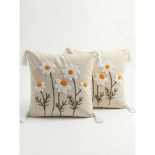 Bella Vista 40X40 cm Papatya Desenli Kırlent Kılıfı, 2 Adet Set