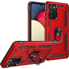 Magicool Samsung Galaxy A03S Kılıf Sofya Yüzüklü Silikon Kapak - Kırmızı