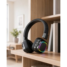 Azrlya Bluetooth 5.3 Rainbow Işıklı Kulak Üstü Kablosuz Kulaklık Yeni Nesil
