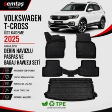 Volkswagen T-Cross 2025  Üst Araca Özel Derin Havuzlu Paspas ve Bagaj Havuzu Seti Semtaş