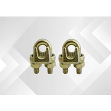 Vionna Çelik Halat Kelepçesi, 12MM A Tipi, Sarı Galvaniz Kaplama, 2'li Set