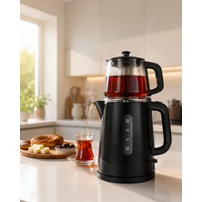 Azrlya 0,9 L Cam Demlik ve 1,7 L Su Haznesi ile Çay Keyfi Yeni Nesil