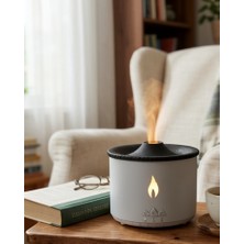Azrlya LED Alev Efektli Aroma Difüzörü Ultrasonik Hava Nemlendirici Gece Lambası Fonksiyonlu