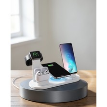 Azrlya 4’lü Kablosuz Şarj Standı iPhone Watch ve Airpods Çoklu Şarjlı