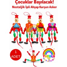 Yupulu Nostaljik Ahşap Oyuncak Ipli Kurşun Asker 19 cm Askılı Çek Bırak Kukla Oyuncak Hediyelik (Karışık Renk Model)