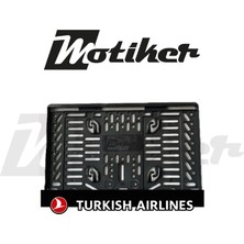 Motiker Pleksi Plakalık Siyah Üstüne Beyaz Turkısh Airlines Tasarımlı Motosiklet Plakalık Modeli V2