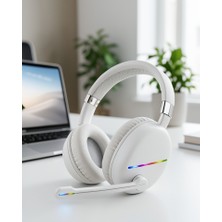 Azrlya Kablosuz Bluetooth Mikrofonlu Beyaz Kulaklık  Rgb Işıklı